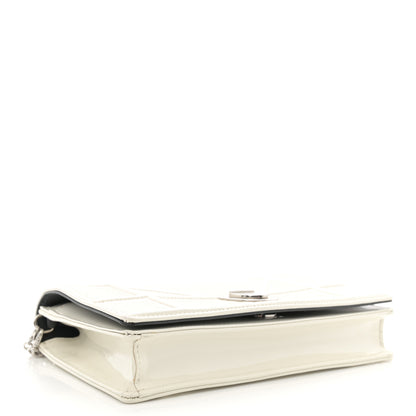 Christian Dior Patent Micro-Cannage Diorama Wallet on Chain Pouch White 4 of 12