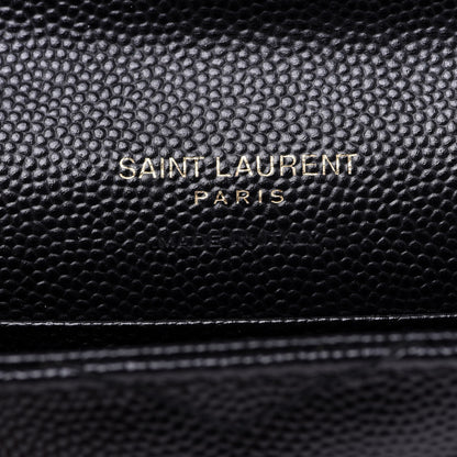 Saint Laurent Grain De Poudre Matelasse Chevron Small Monogram Envelope Wallet Black 6 of 7