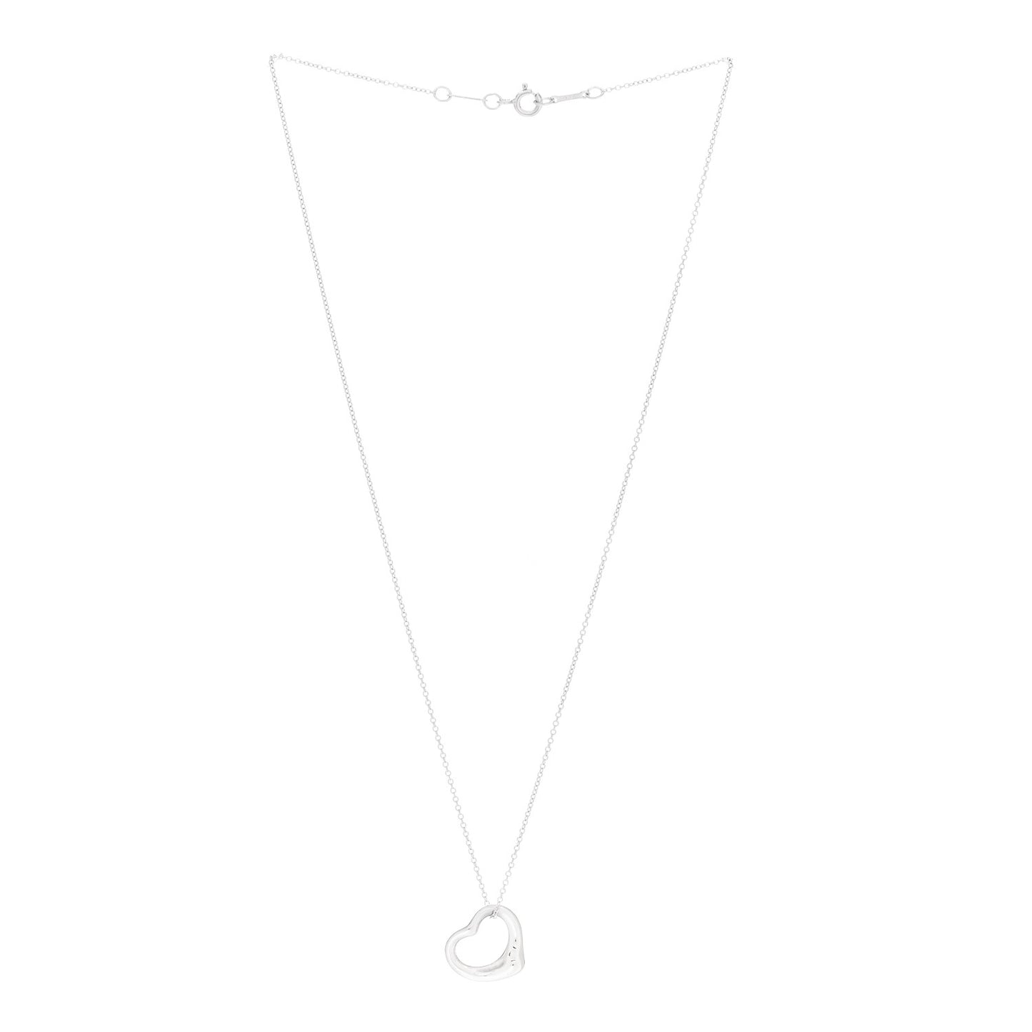 Sterling Silver 16mm Elsa Peretti Open Heart Pendant Necklace
