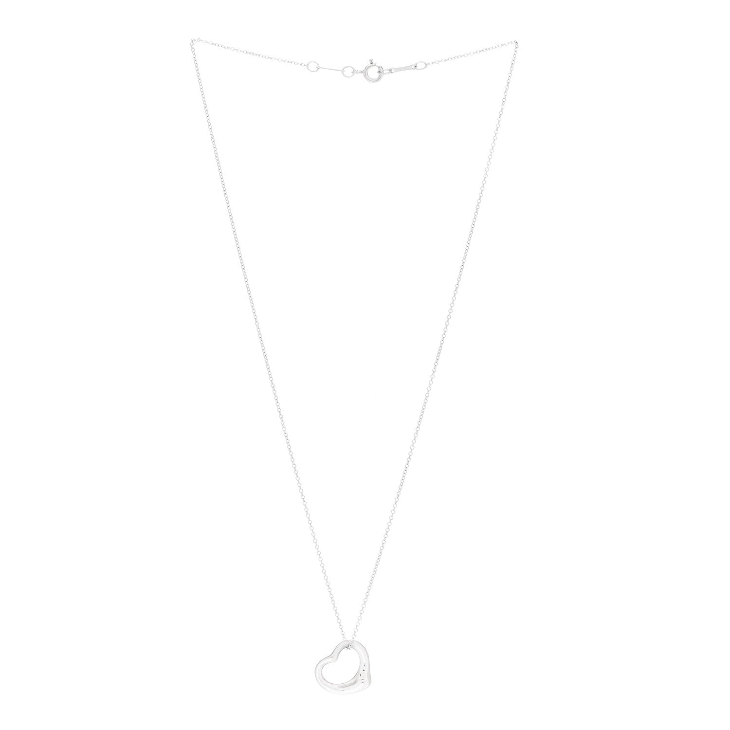 Tiffany Sterling Silver 16mm Elsa Peretti Open Heart Pendant Necklace 3 of 7