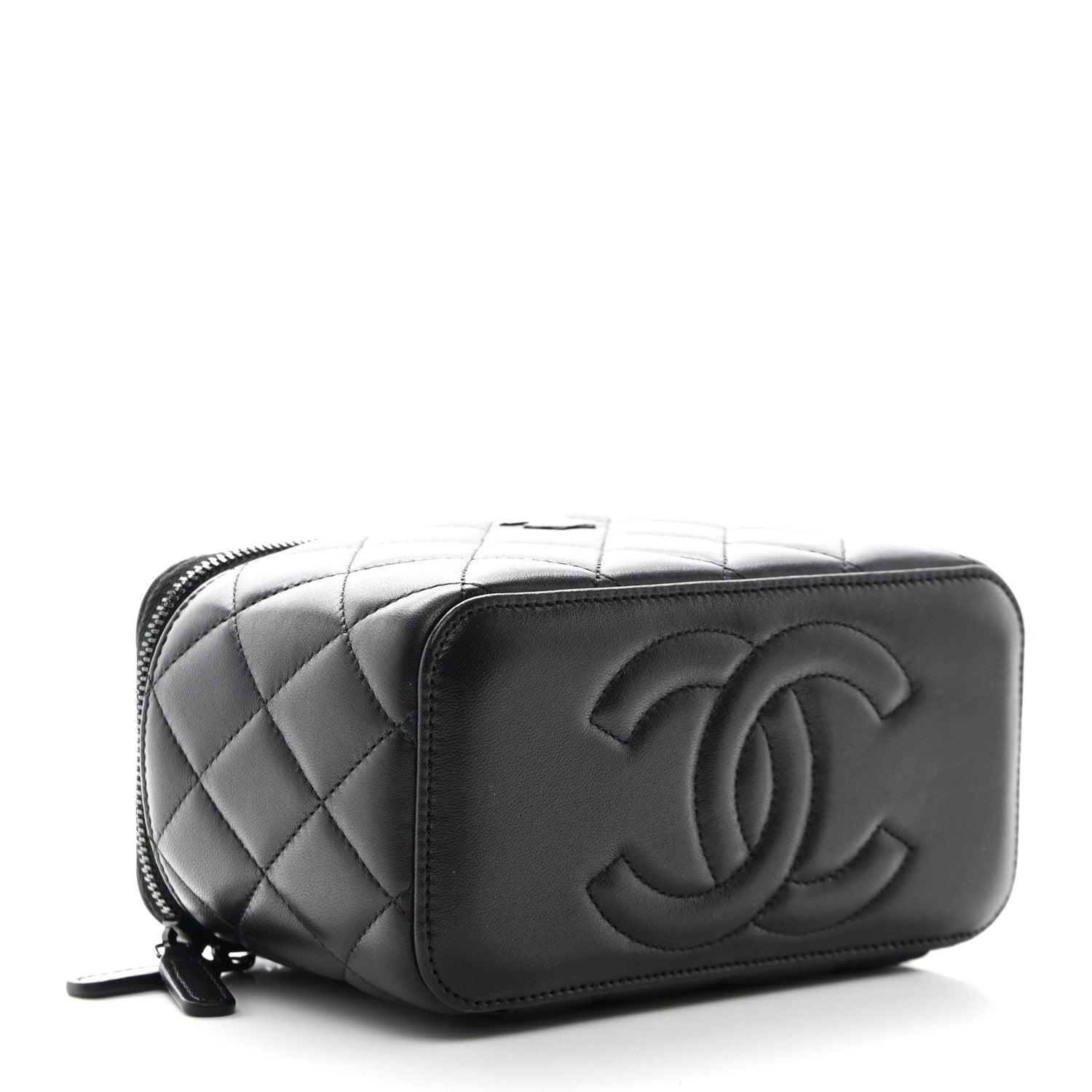 Chanel Lambskin Quilted Small Top Handle Vanity Case With Chain So Black 4 of 10