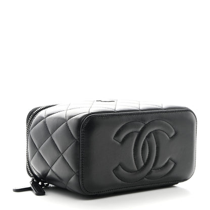Chanel Lambskin Quilted Small Top Handle Vanity Case With Chain So Black 4 of 10
