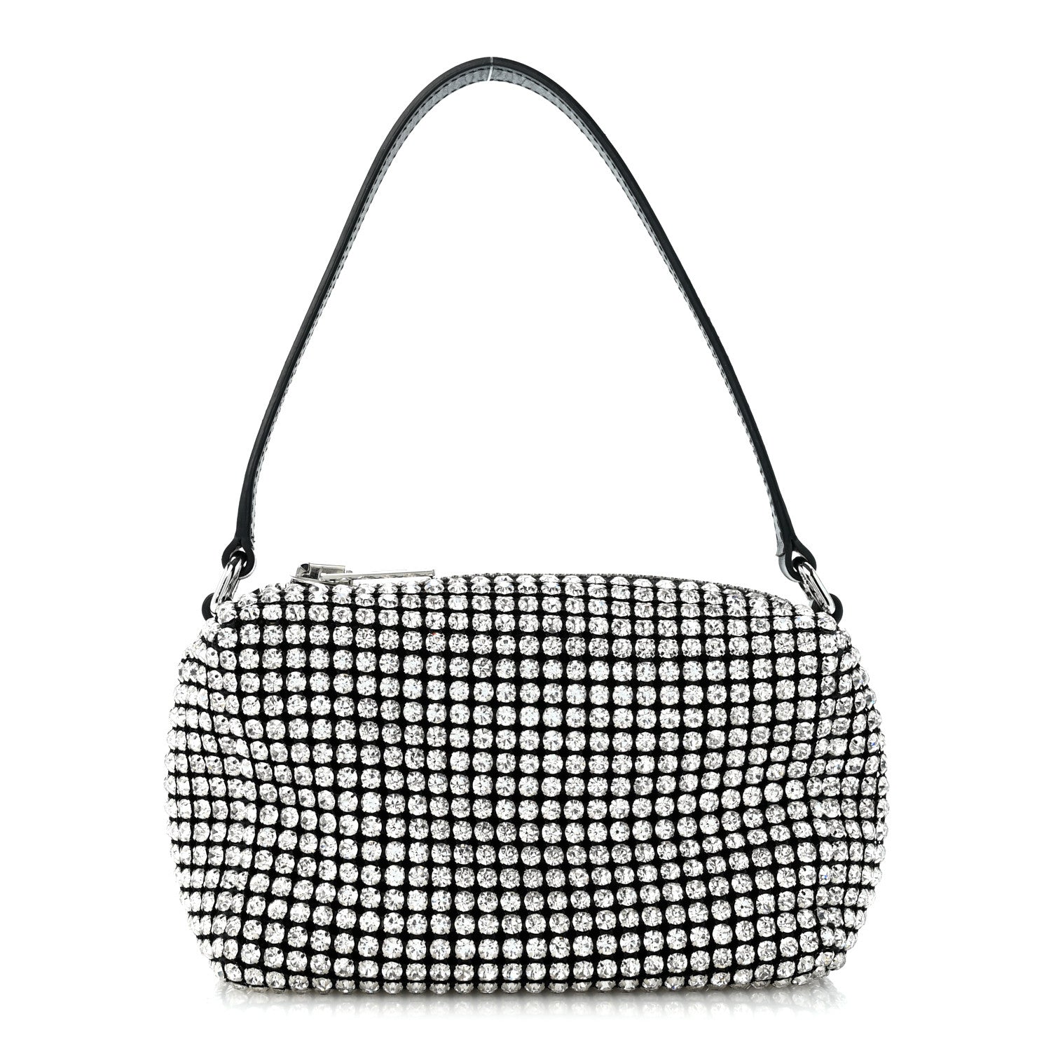 Alexander Wang Mesh Crystal Rhinestone Mini Heiress Pouch Black Silver 1 of 12