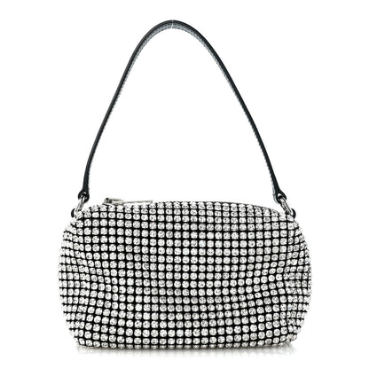 Alexander Wang Mesh Crystal Rhinestone Mini Heiress Pouch Black Silver 1 of 12