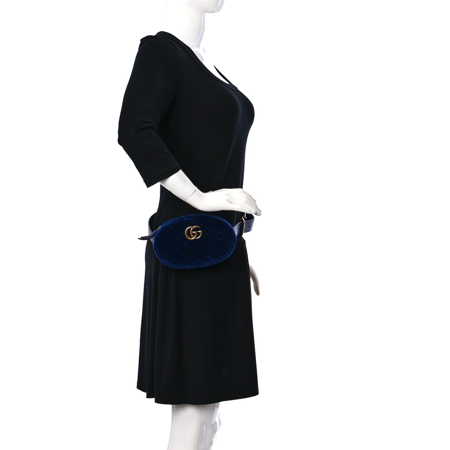 Velvet Matelasse GG Marmont Belt Bag 95 38 Cobalt Blue