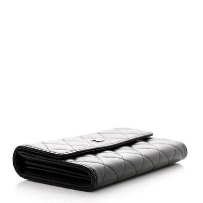 Chanel Lambskin Quilted Long Gusset Flap Wallet Black 4 of 8