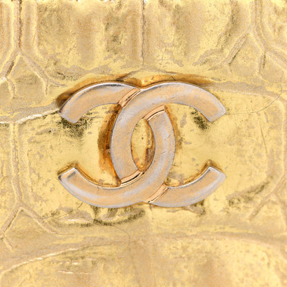 Chanel Metallic Calfskin Crocodile Embossed Cocodile Zip Coin Case Gold 8 of 8