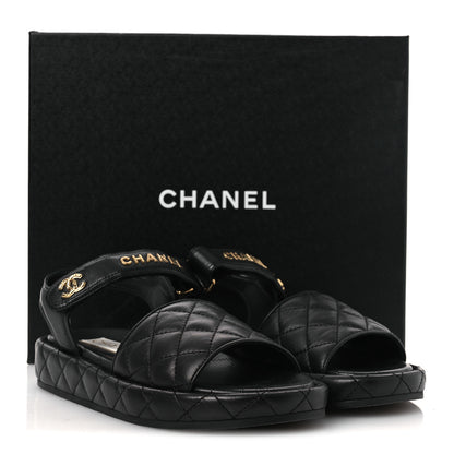 Chanel Lambskin Quilted Dad Sandals 39 Black 13 of 13