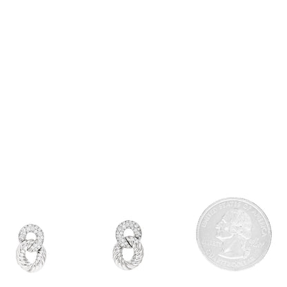 David Yurman 18K White Gold Diamond Extra Small Belmont Curb Link Drop Earrings 2 of 4