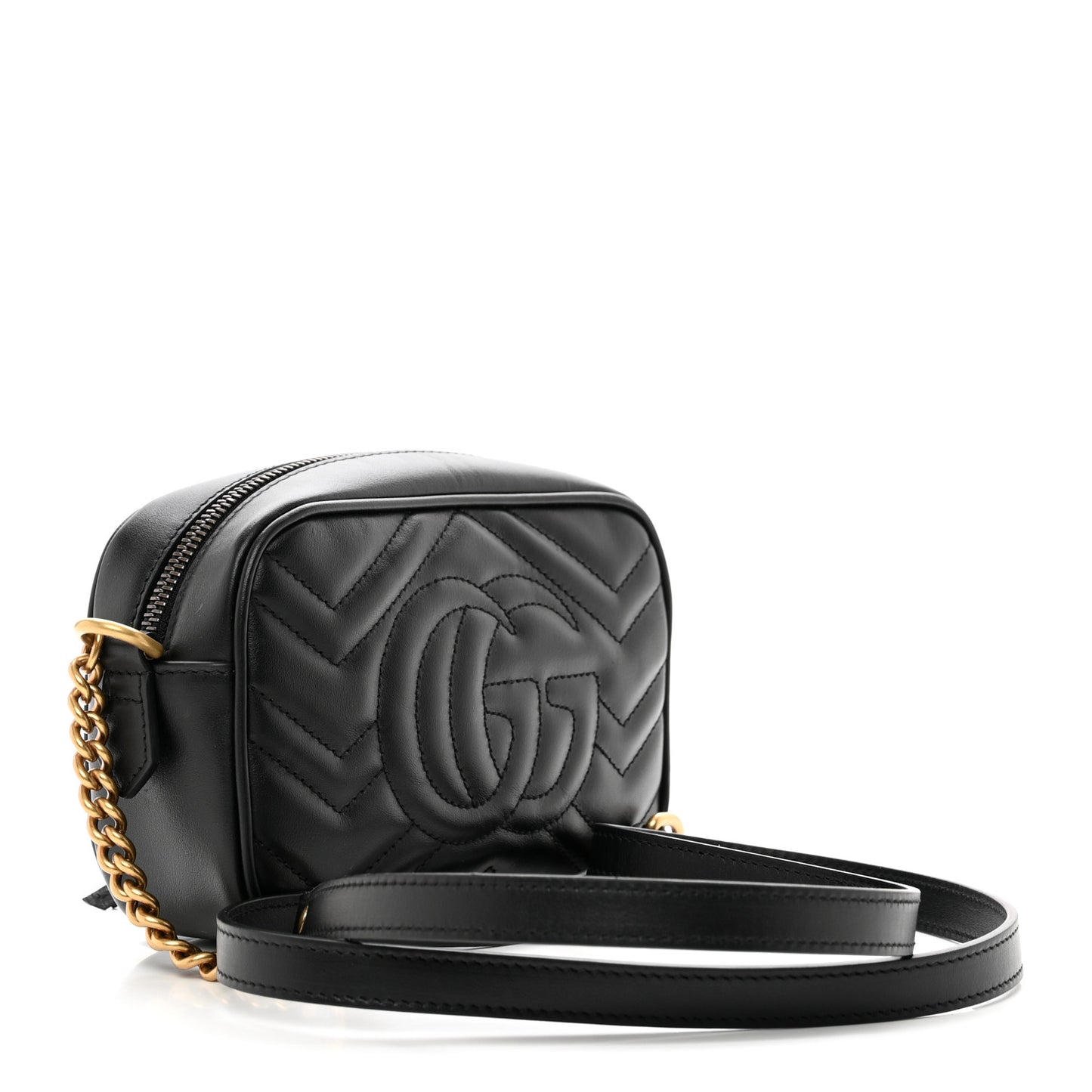 Calfskin Matelasse Mini GG Marmont Chain Shoulder Bag Black