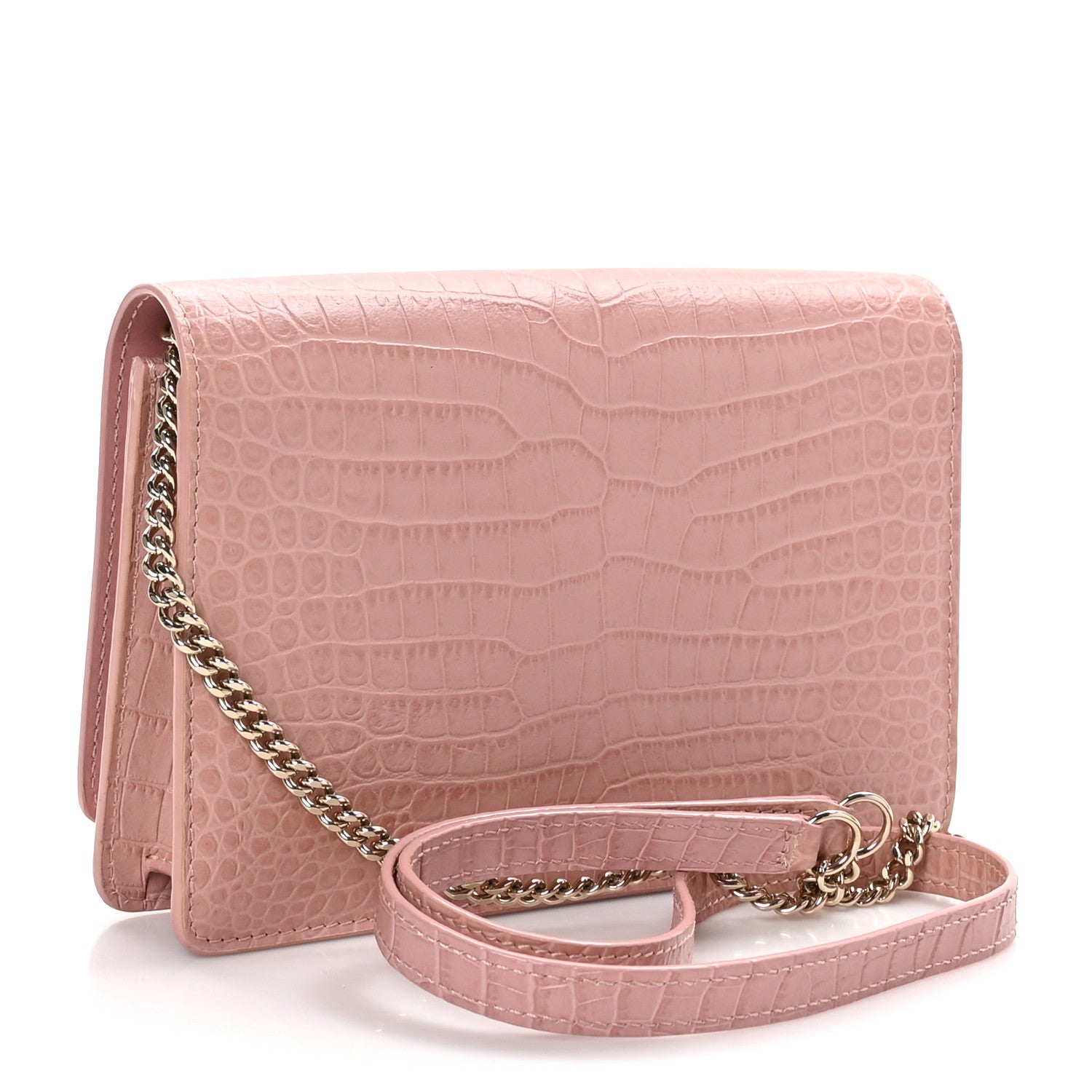 Jimmy Choo Calfskin Crocodile Embossed Palace Crossbody Blush 3 of 10