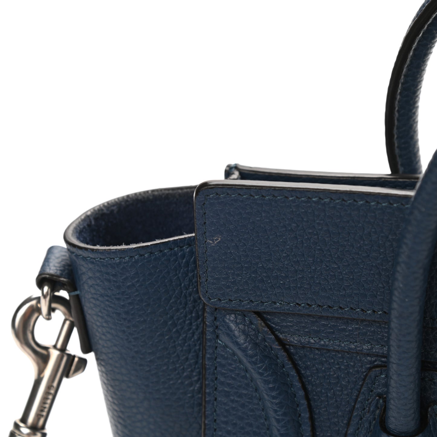 Drummed Calfskin Nano Luggage Petrol