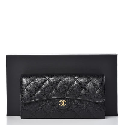 Chanel Caviar Quilted Large Gusset Flap Wallet Black 9 of 9