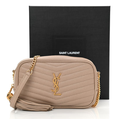 Saint Laurent Grain De Poudre Matelasse Monogram Mini Lou Camera Bag Dark Latte 12 of 12