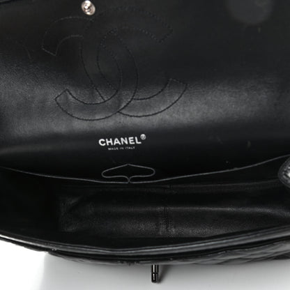 Chanel Shiny Distressed Calfskin Quilted Jumbo Double Flap So Black 5 of 7