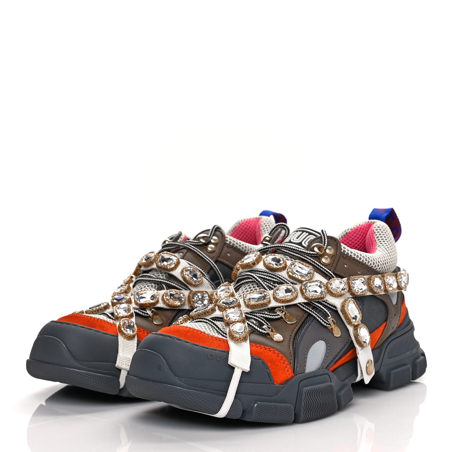 X SEGA Mesh Canvas Calfskin Removable Crystals Flashtrek Sneakers 9 White Box Pink Ardesia Loess