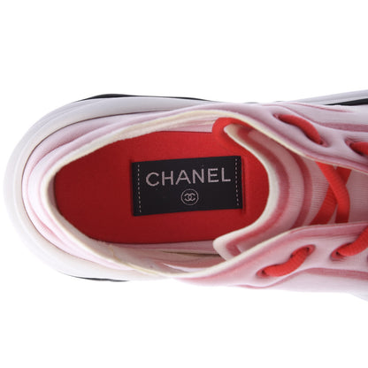 Chanel Lycra Fabric CC Sneakers 41 White Red 6 of 8