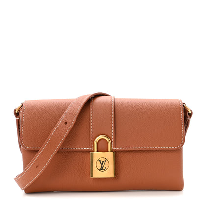 Louis Vuitton Grained Calfskin Low Key Wallet On Chain Cognac 1 of 11