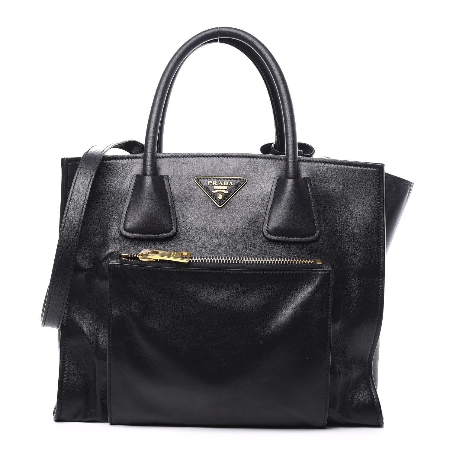 Prada City Calf Front Pocket Tote Black 1 of 9