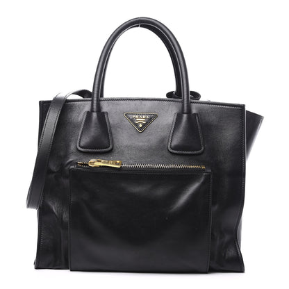 Prada City Calf Front Pocket Tote Black 1 of 9