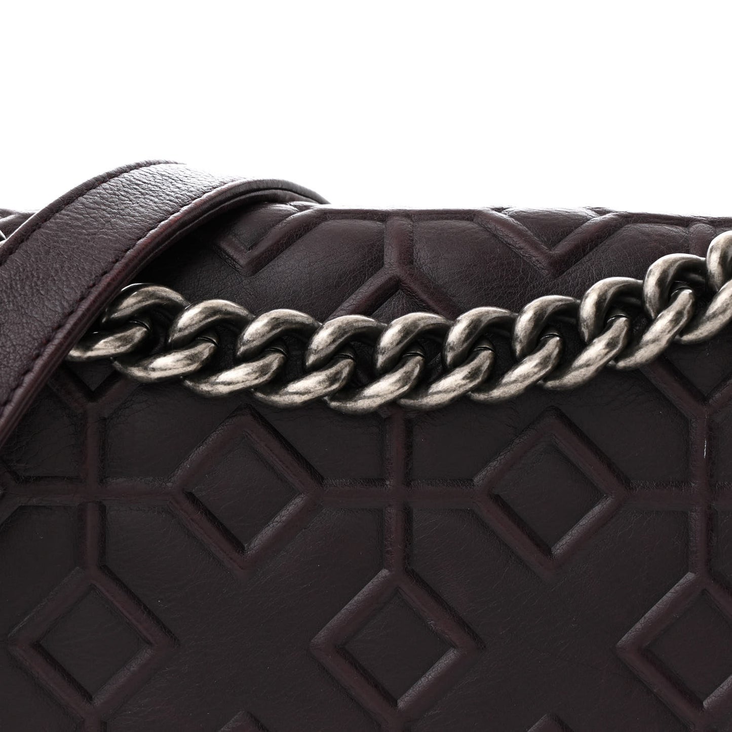 Calfskin Crystal Embossed Medium Boy Flap Plum