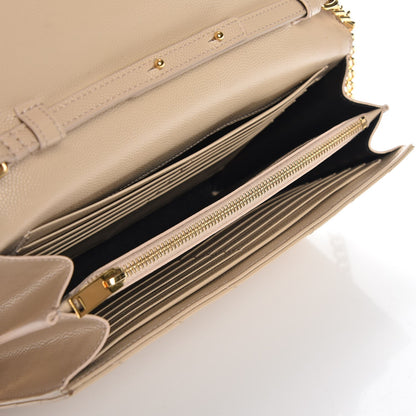 Saint Laurent Grain De Poudre Matelasse Chevron Monogram Chain Wallet Nude Powder 5 of 8