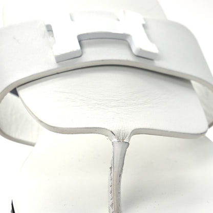 Hermes Calfskin Womens Galerie Sandals 37.5 White 12 of 13