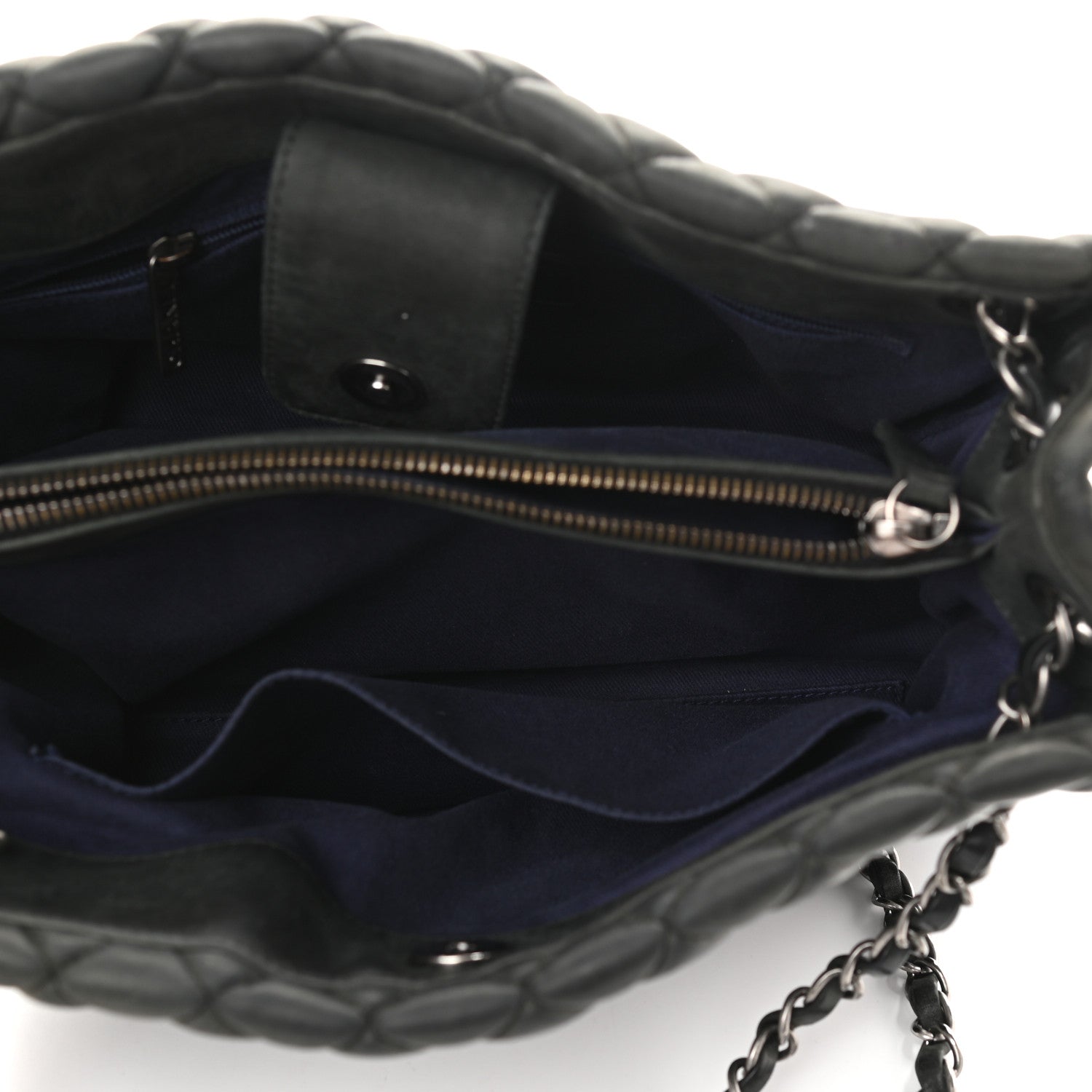 Chanel Lambskin Quilted Medium New Bubble North South Tote Black 6 of 9
