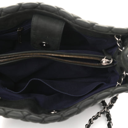 Chanel Lambskin Quilted Medium New Bubble North South Tote Black 6 of 9