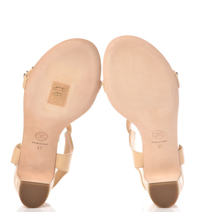 Chanel Lambskin CC Pearl Chain Sandals 37 Beige 5 of 9