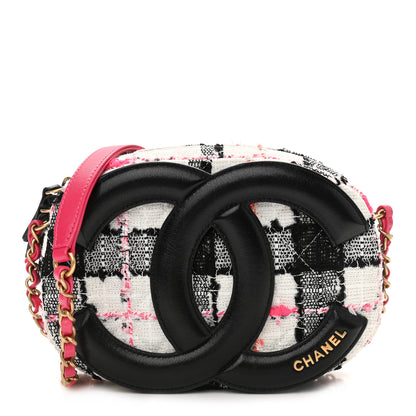 Chanel Tweed Lambskin Quilted Coco Midnight Camera Case White Black Multicolor 1 of 11