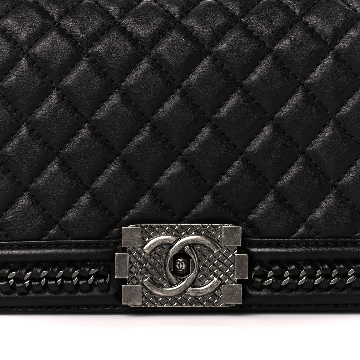 Chanel Goatskin Quilted Medium Boy Handle Flap Black 8 of 11