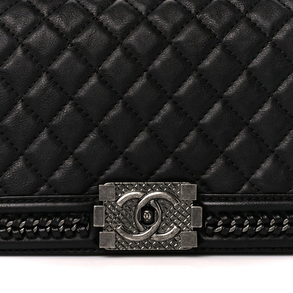 Chanel Goatskin Quilted Medium Boy Handle Flap Black 8 of 11