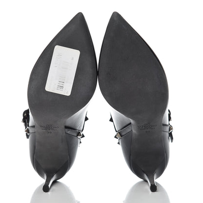Valentino Garavani Calfskin Rockstud Double Buckle 100mm Ankle Boots 39 Black 7 of 13