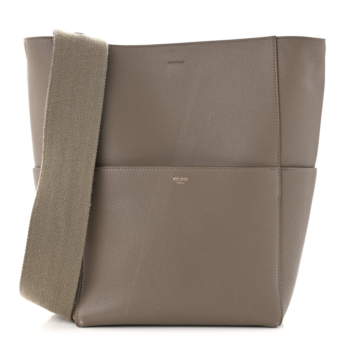 Soft Grained Calfskin Sangle Bucket Bag Taupe