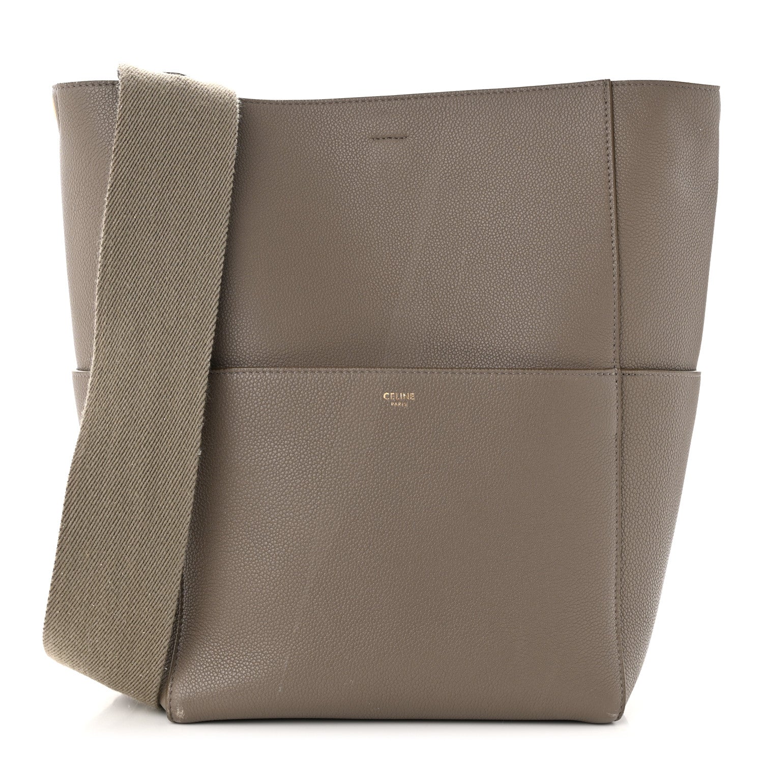 Celine Soft Grained Calfskin Sangle Bucket Bag Taupe 1 of 12