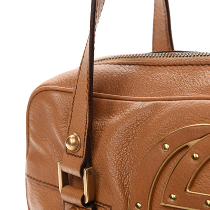 Gucci Pebbled Calfskin Studded Tote Brown 10 of 12