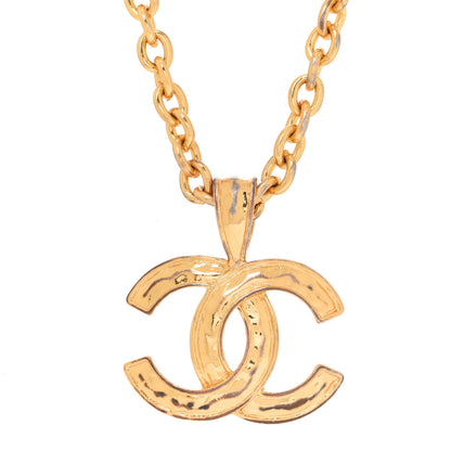 Chanel Metal Textured CC Short Chain Pendant Necklace Gold 4 of 6