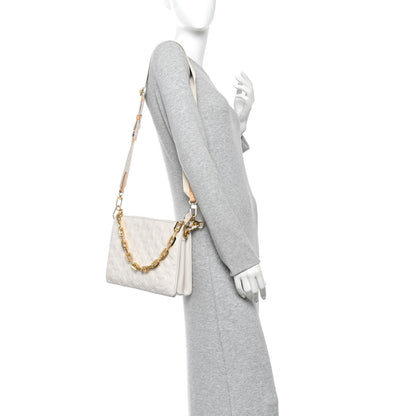 Louis Vuitton Lambskin Embossed Monogram Coussin PM Beige Cream 2 of 9