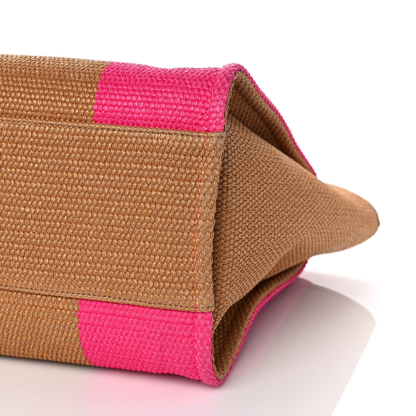Straw Raffia Calfskin Striped Large Deauville Tote Dark Beige Fuchsia Navy Blue