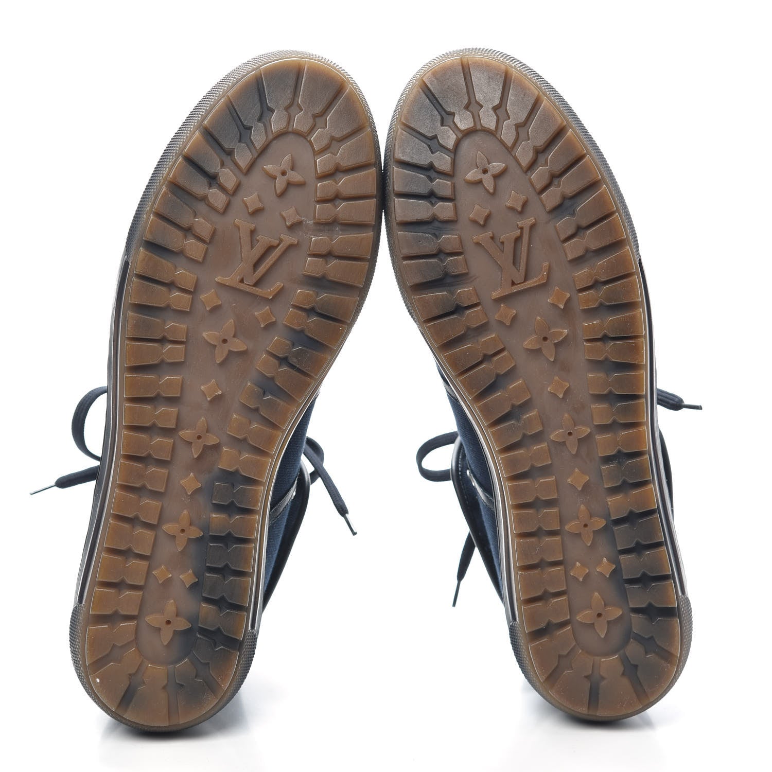 Louis Vuitton Canvas Calfskin Fold Over Sneaker Boots 7.5 Blue 6 of 6