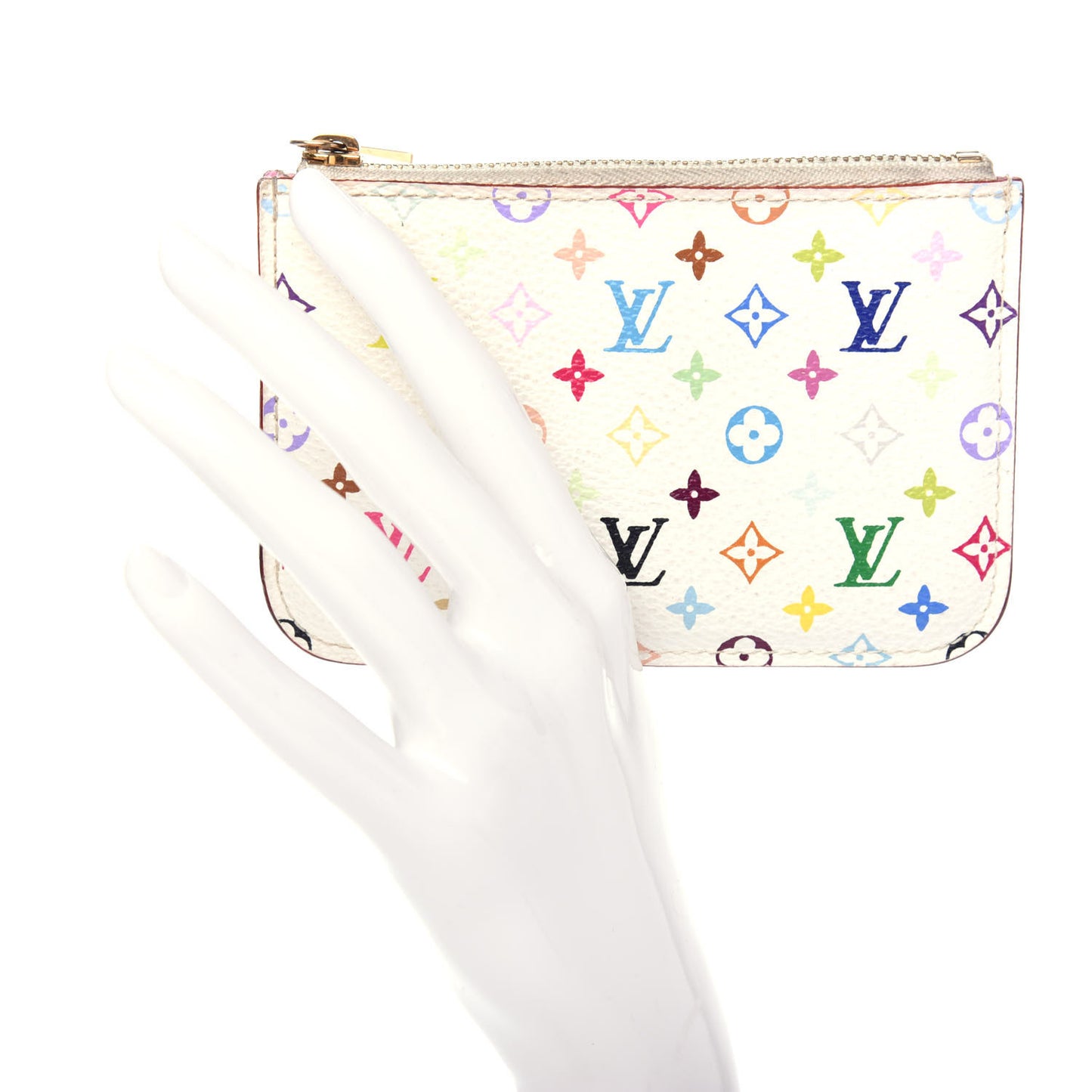 Monogram Multicolor Key Pouch White Litchi