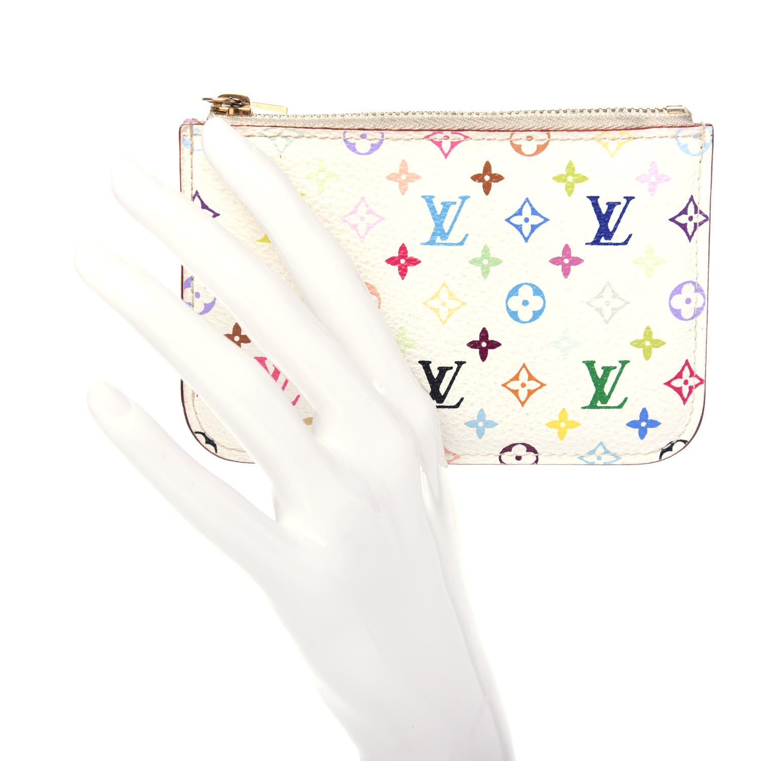 Louis Vuitton Monogram Multicolor Key Pouch White Litchi 2 of 7