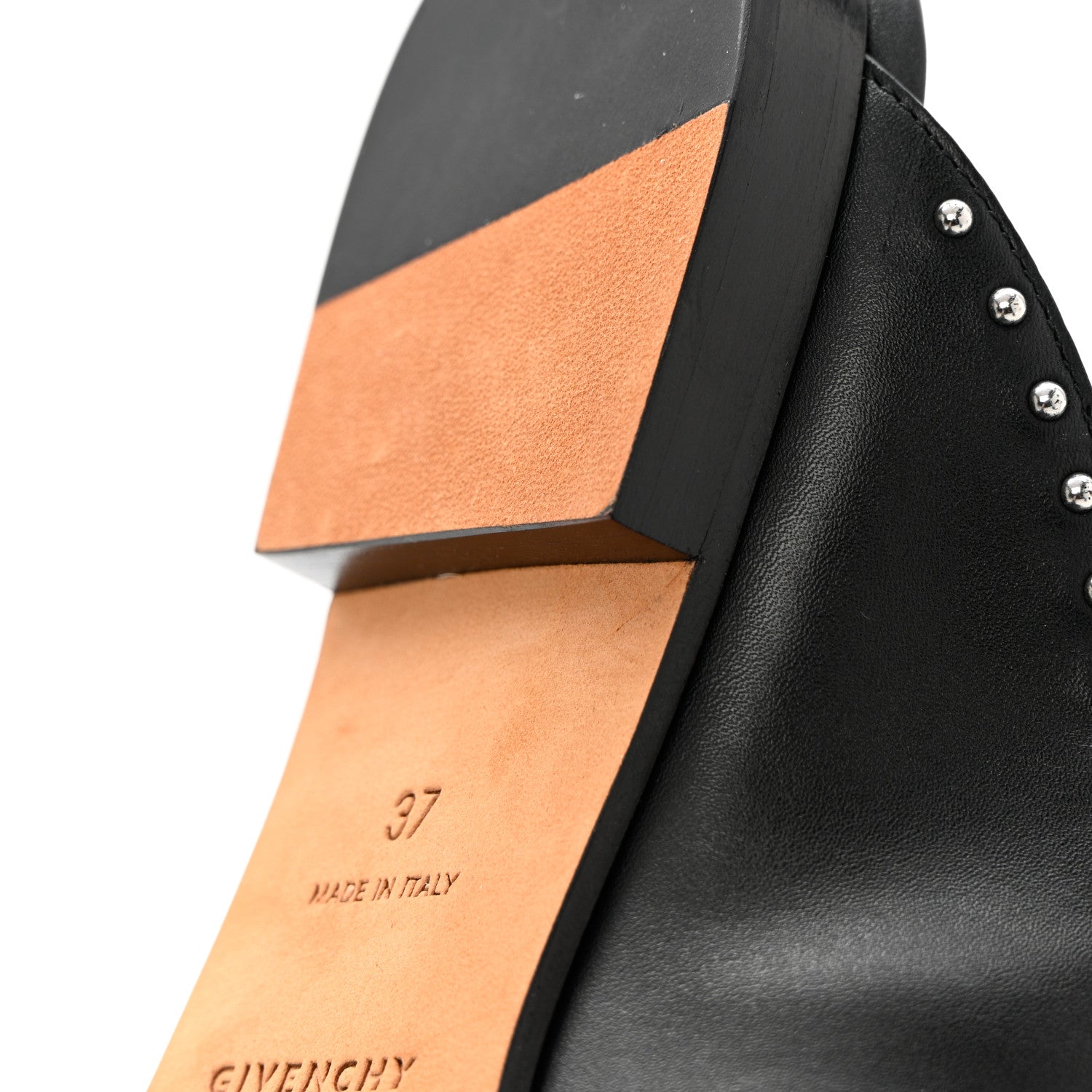 Givenchy Calfskin Studded Elegant Loafer Mule 37 Black 13 of 15