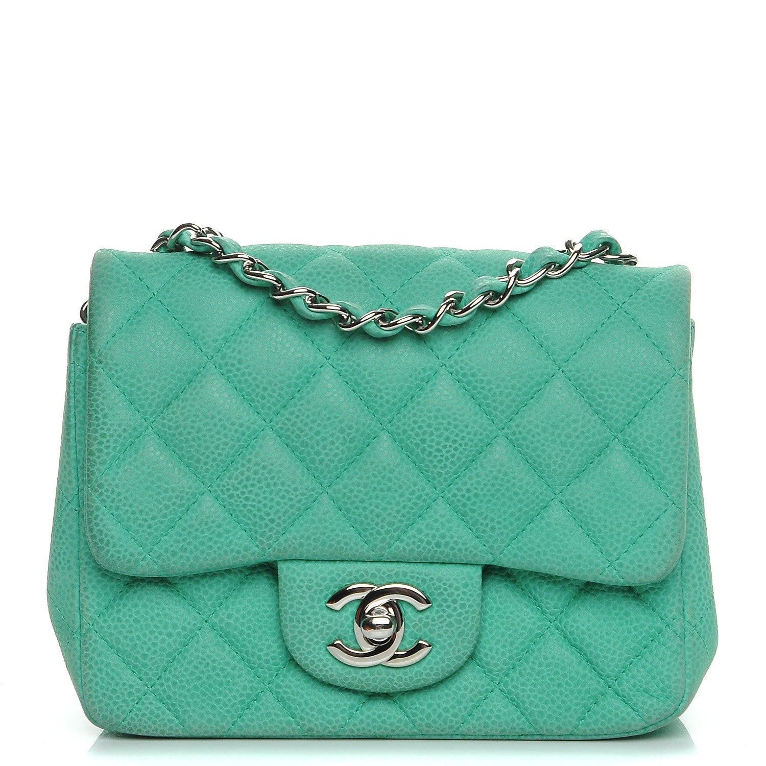 Chanel Iridescent Caviar Quilted Mini Square Flap Green 1 of 8