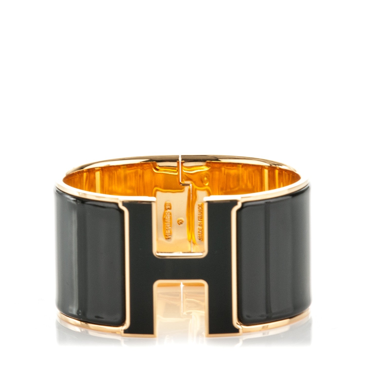 Hermes Enamel Extra Wide Clic Clac H Bracelet GM Black 1 of 4