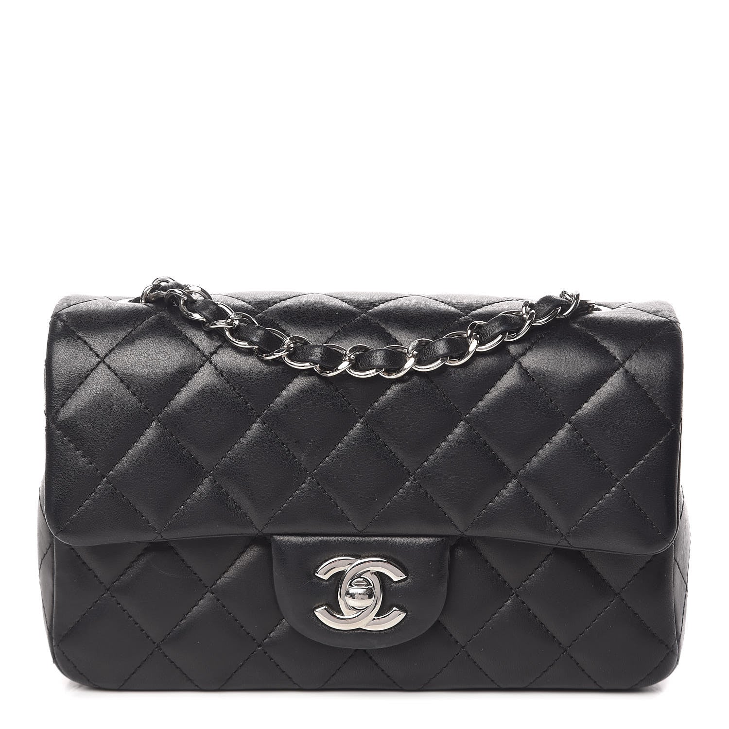 Chanel Lambskin Quilted Mini Rectangular Flap Black 1 of 17