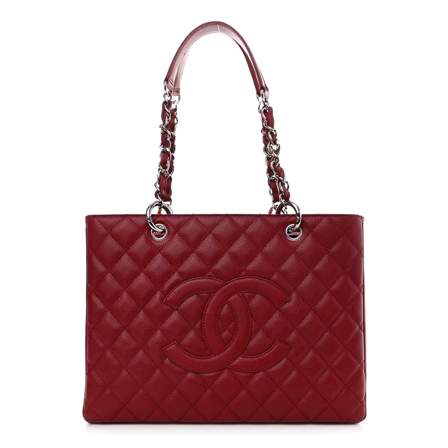 Chanel Caviar Quilted Grand Shopping Tote GST Red 1 of 13