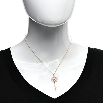 Tiffany 18K Rose Gold Diamond Round Victoria Key Pendant Necklace 2 of 5