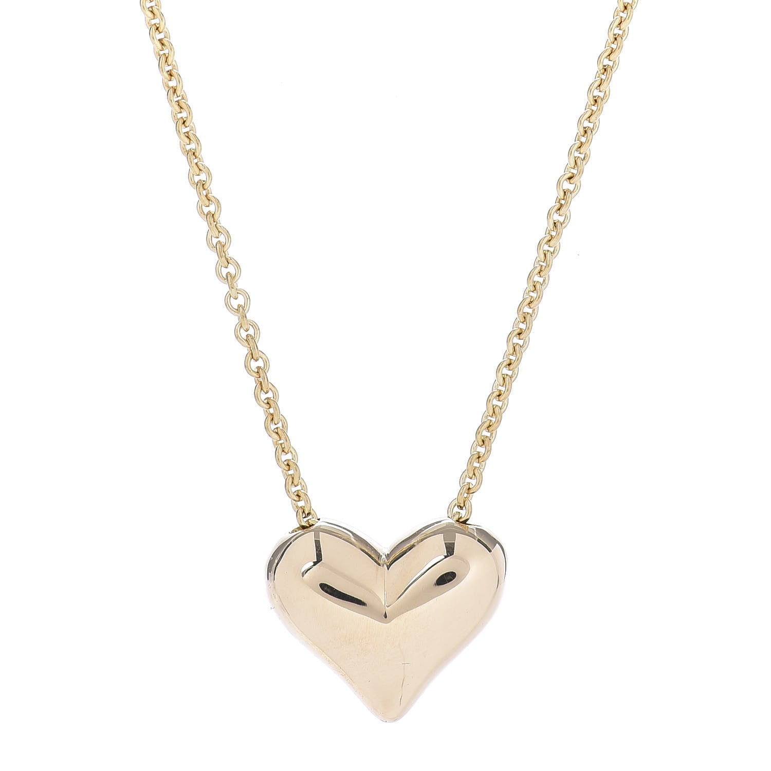 Tiffany 18K Yellow Gold Large Puff Heart Pendant Necklace 4 of 6